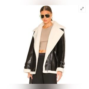 $368 L'ACADEMIE AVIATOR COAT SHEARLING FREE PEOPLE REVOLVE STREETWEAR OVERSIZED